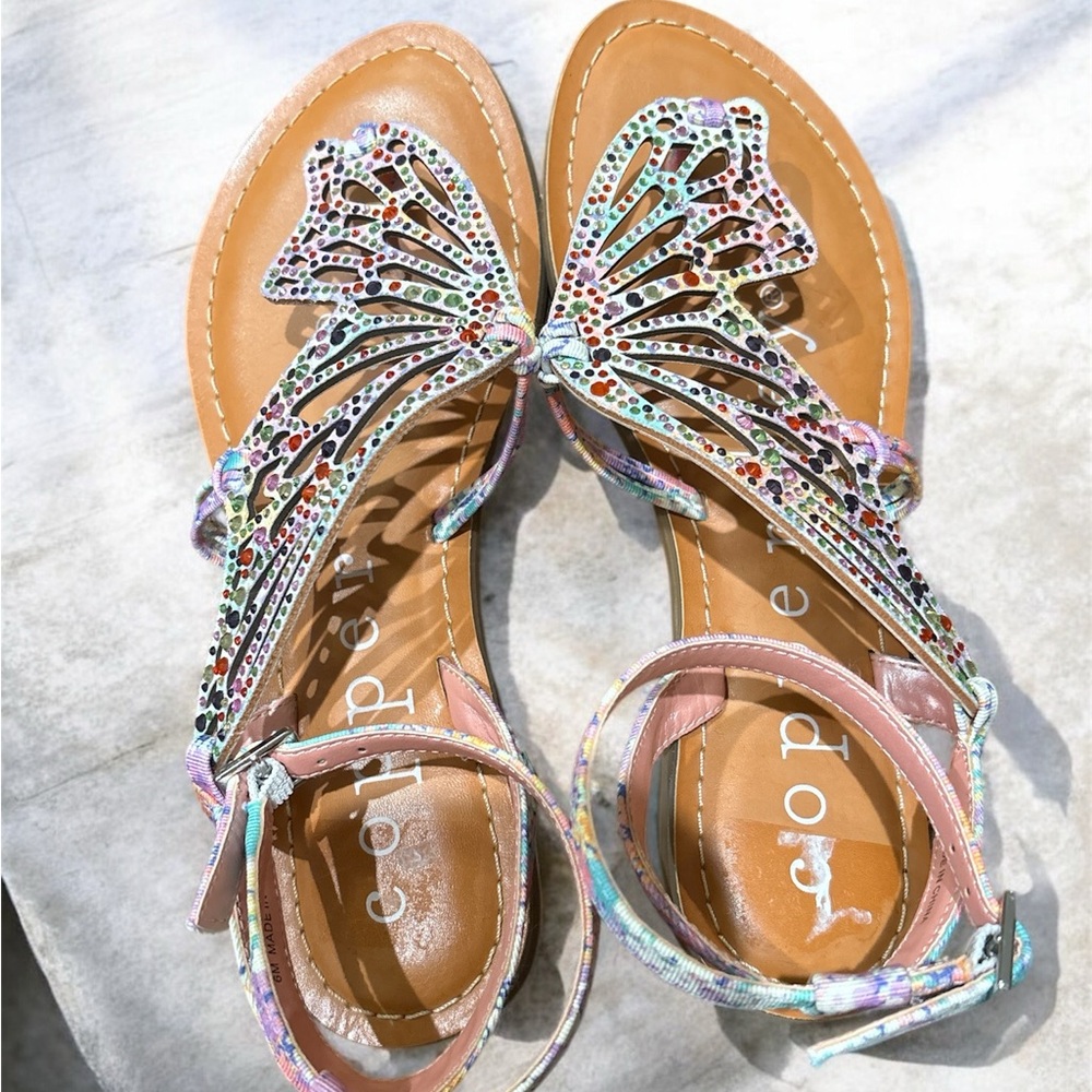 Copper Key Flutter Rainbow Rhinestone Printed But… - image 4